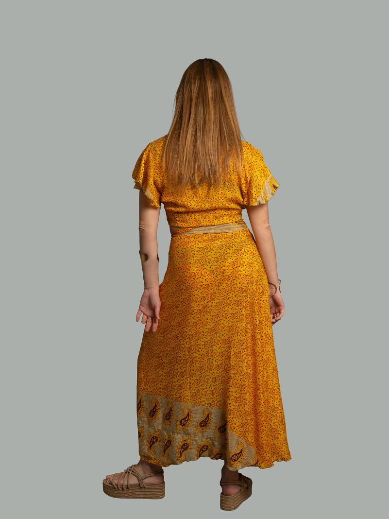 Wrap top e Gonna a Portafoglio giallo - Manali