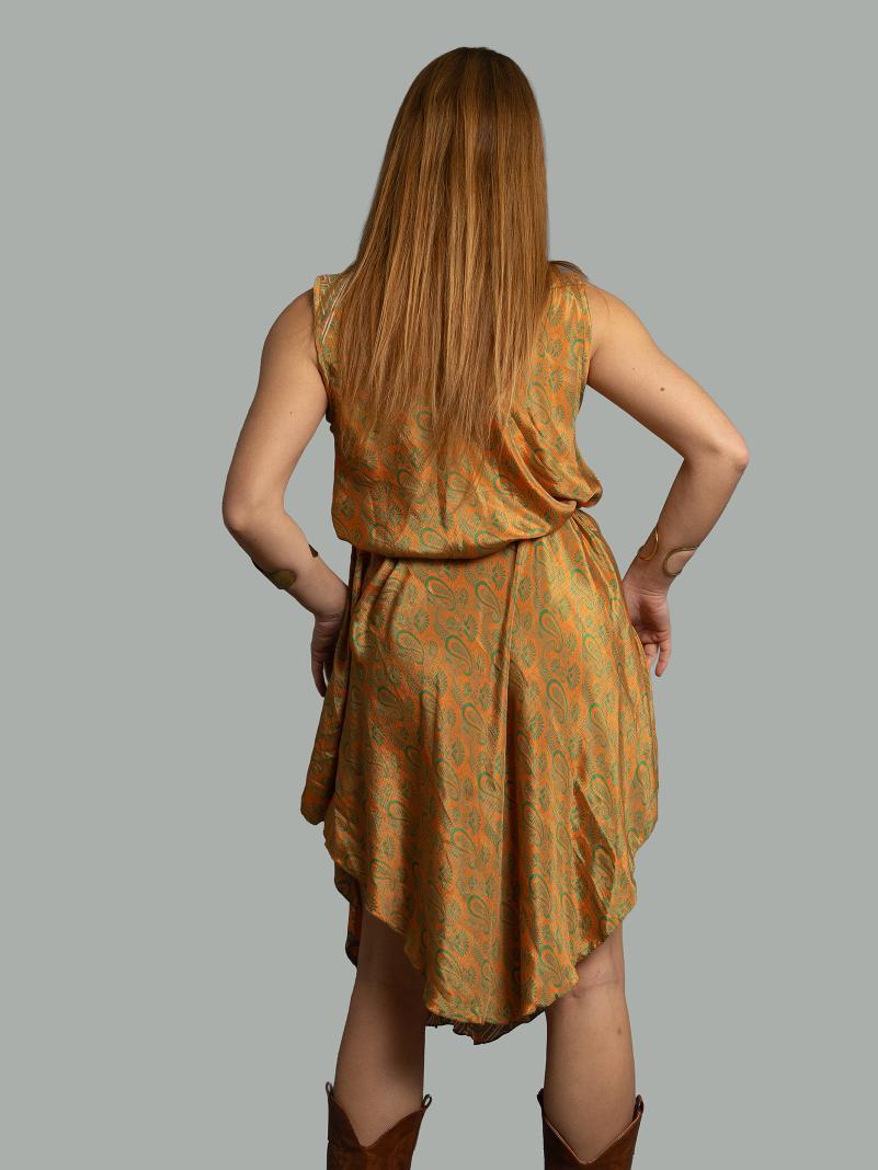 Abito tre quarti arancione e verde - Ladakh