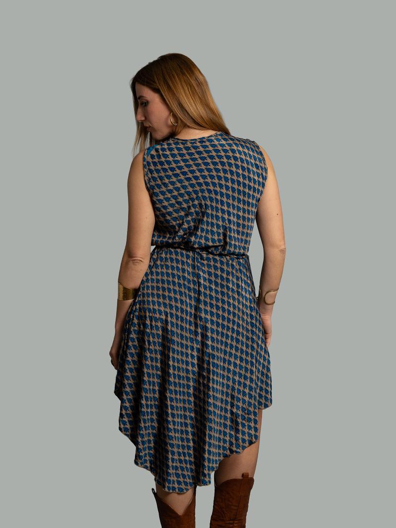 Abito tre quarti beige e blu - Ladakh