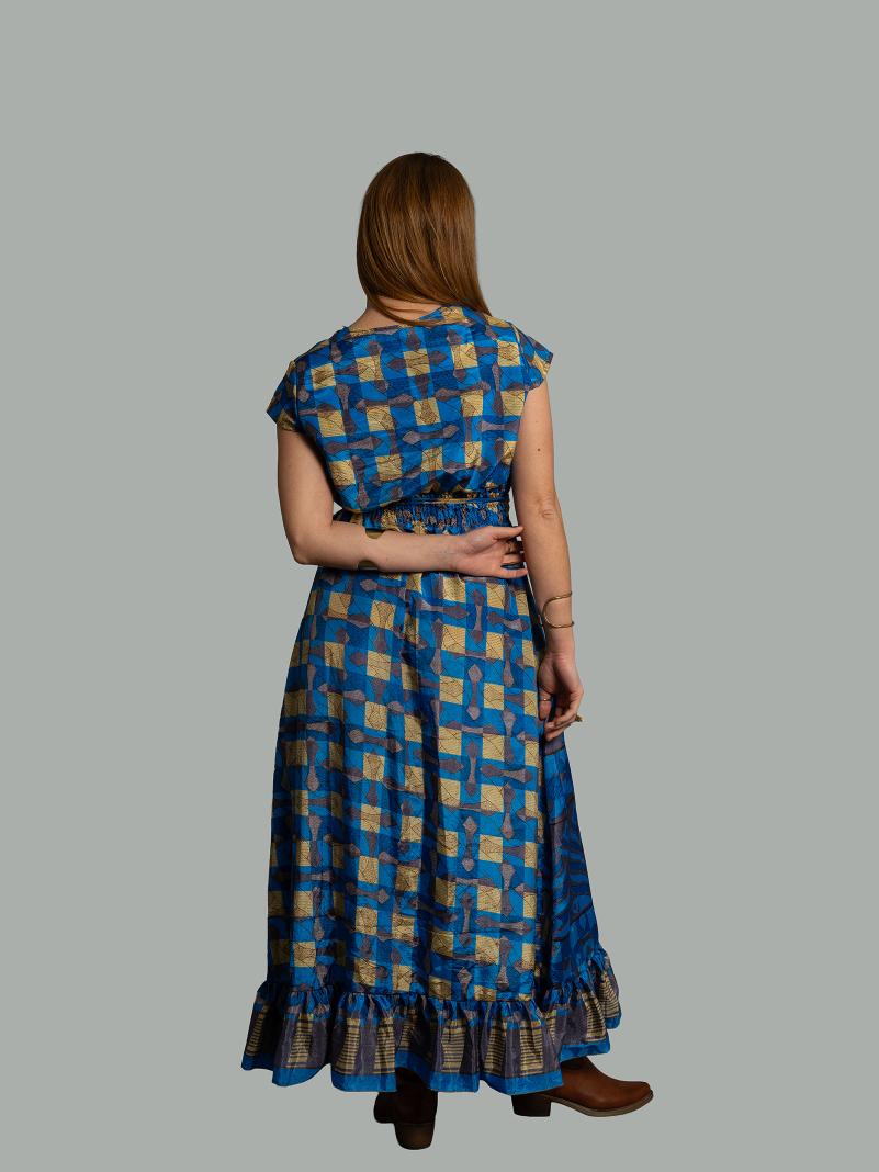 Abito lungo a girocollo blu - Agra