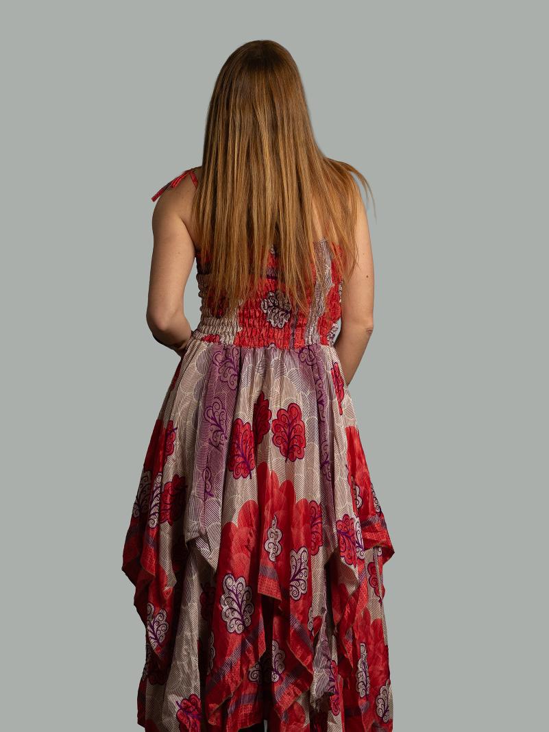 Abito etnico con elastico e spalline rosso bianco – Mumbai