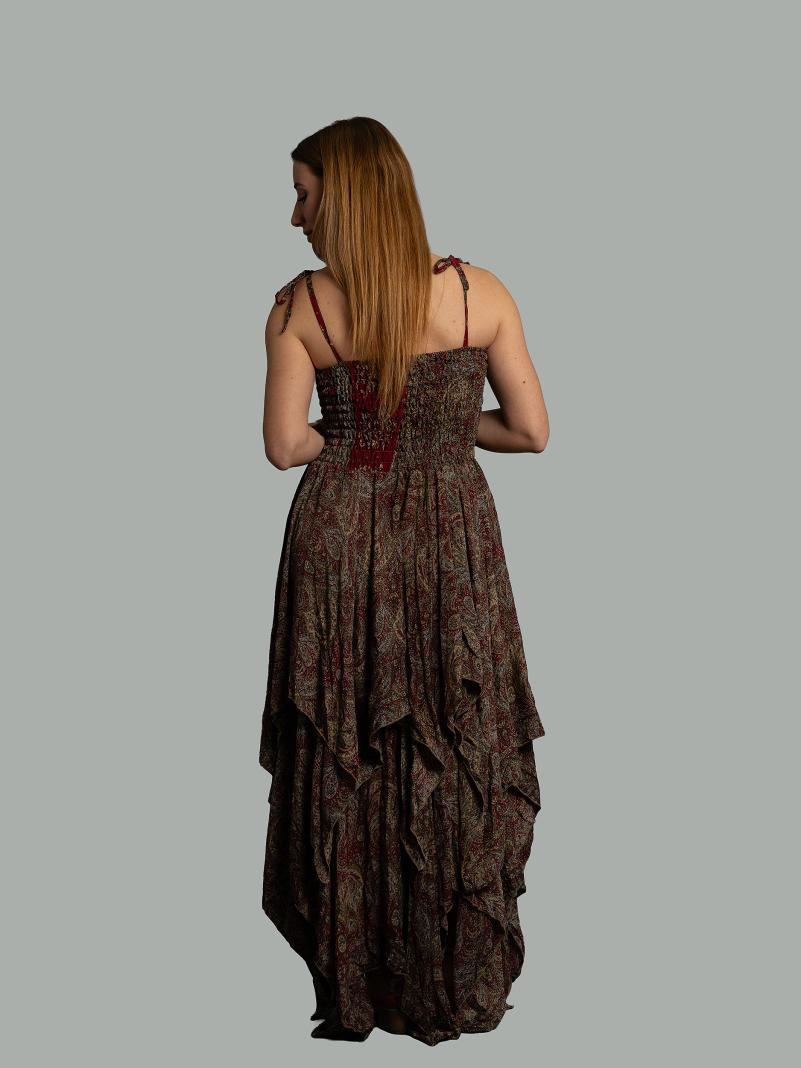 Abito etnico con elastico e spalline marrone – Mumbai