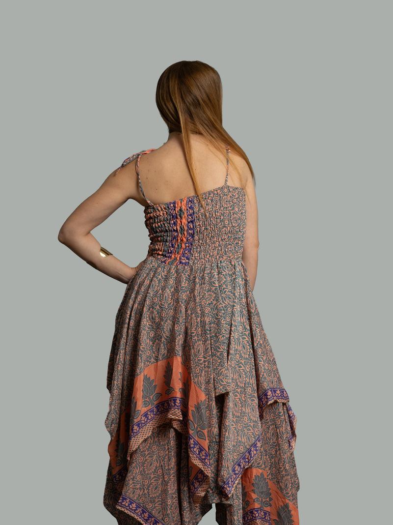 Abito etnico con elastico e spalline rosa – Mumbai