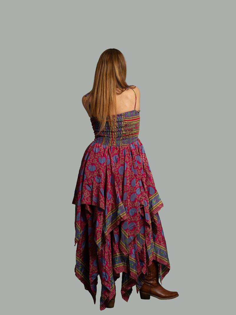 Abito etnico con elastico e spalline magenta – Mumbai