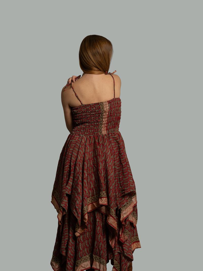 Abito etnico con elastico e spalline rosso – Mumbai