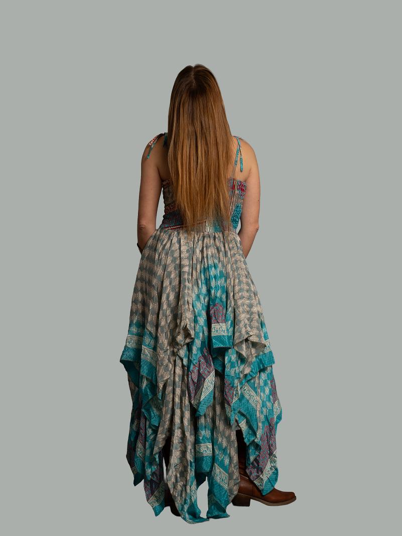 Abito etnico con elastico e spalline ceruleo – Mumbai