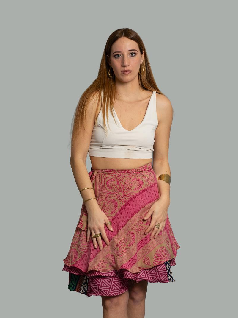 Mini Gonna etnica a portafoglio rosa – Shiva