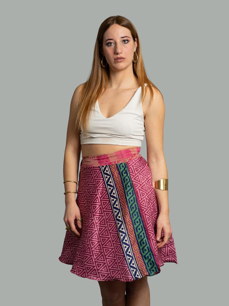 Mini Gonna etnica a portafoglio rosa – Shiva