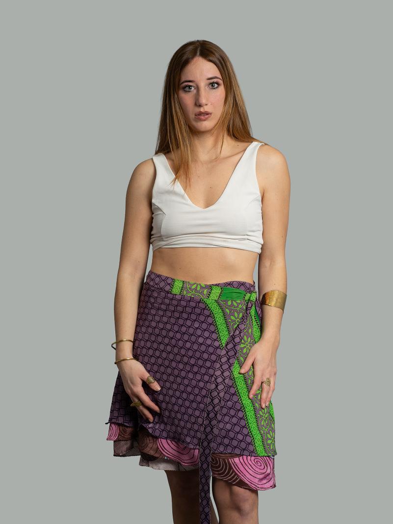 Mini Gonna etnica a portafoglio viola – Shiva