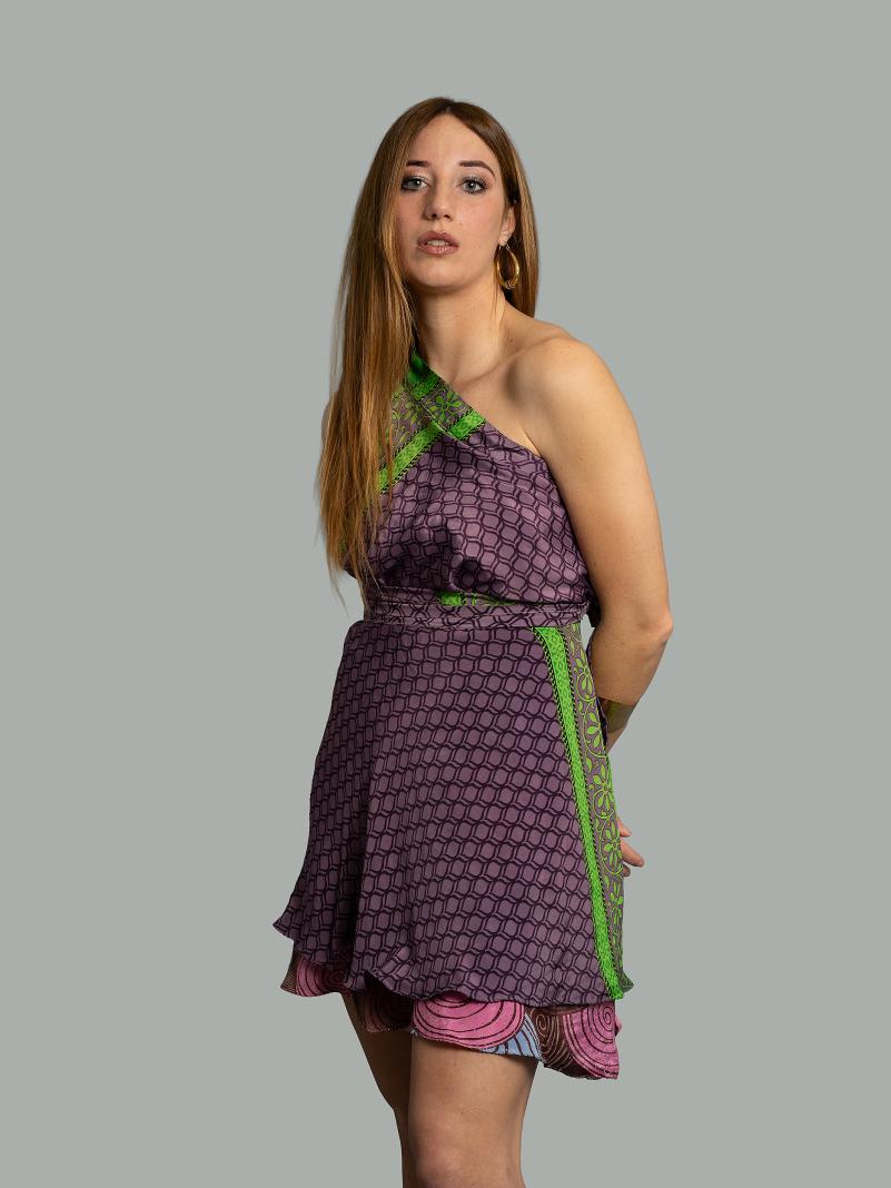 Mini Gonna etnica a portafoglio viola – Shiva