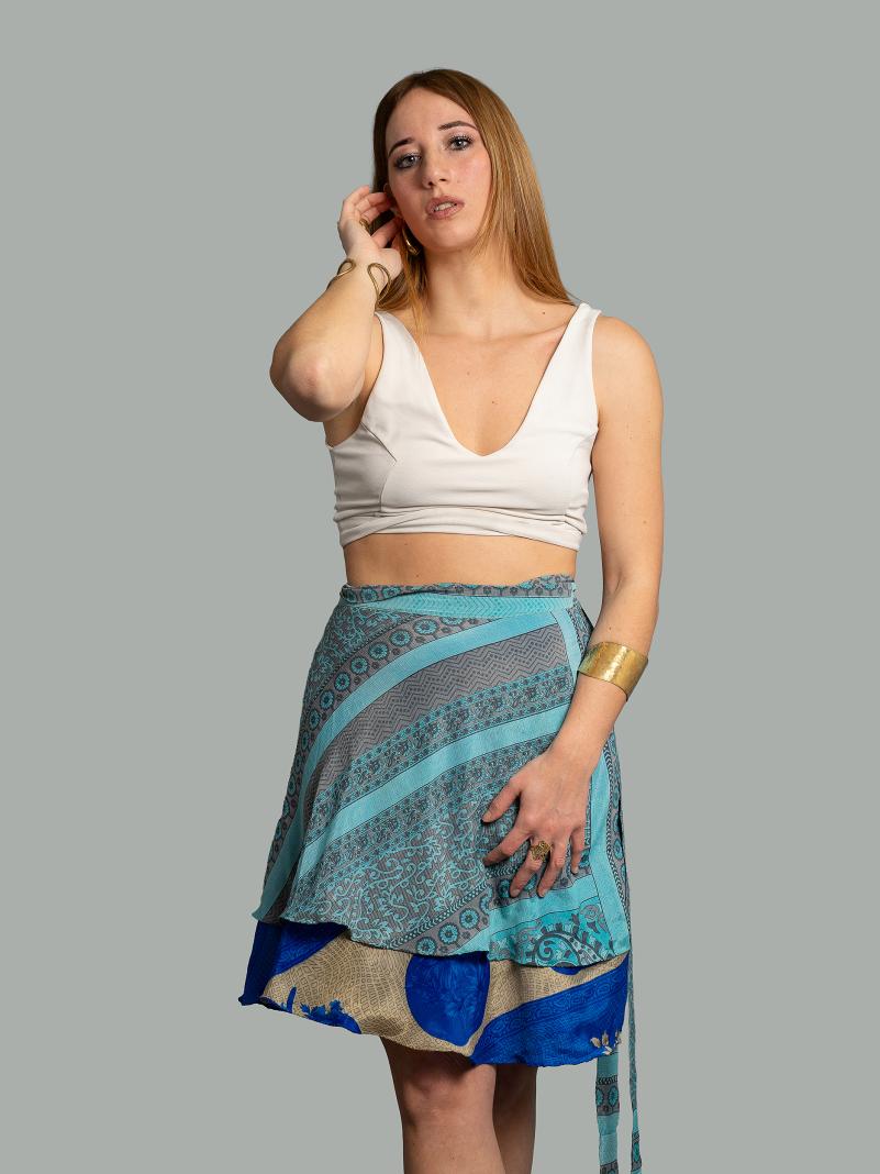 Mini Gonna etnica a portafoglio blu – Shiva