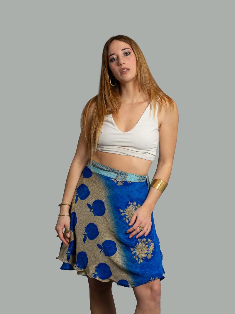 Mini Gonna etnica a portafoglio blu – Shiva