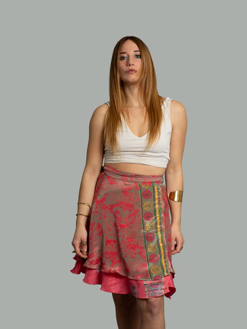 Mini Gonna etnica a portafoglio rosa – Shiva