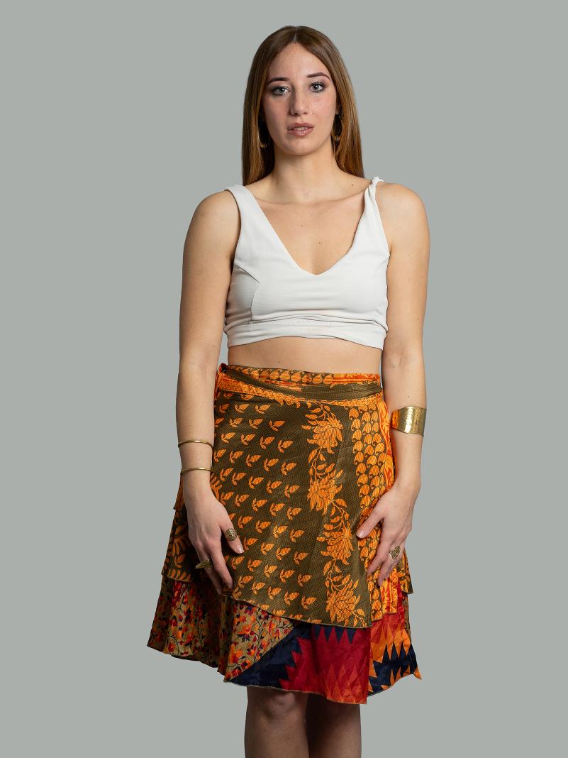 Mini Gonna etnica a portafoglio arancione – Shiva