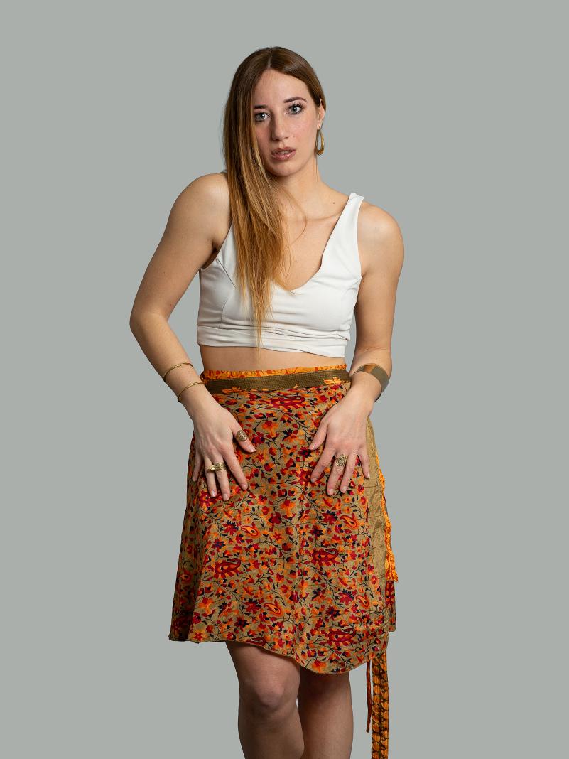 Mini Gonna etnica a portafoglio arancione – Shiva