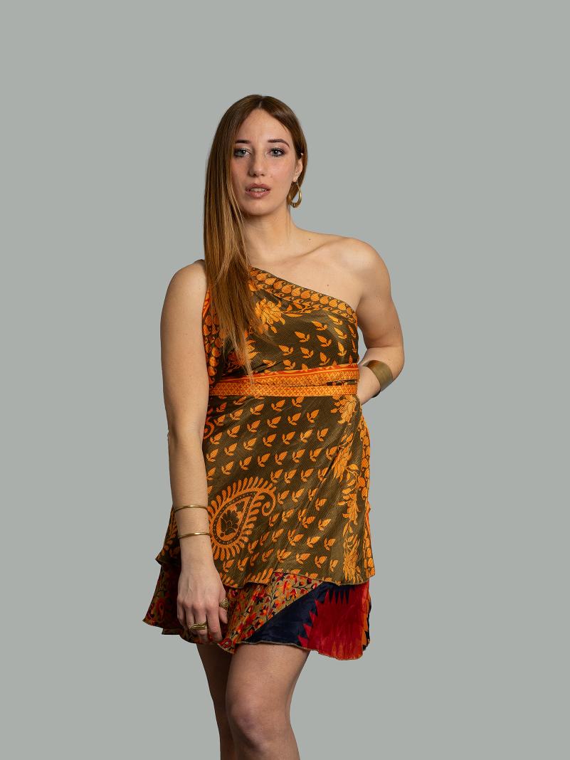 Mini Gonna etnica a portafoglio arancione – Shiva