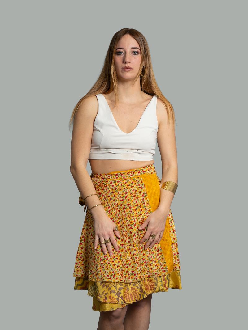 Mini Gonna etnica a portafoglio giallo – Shiva