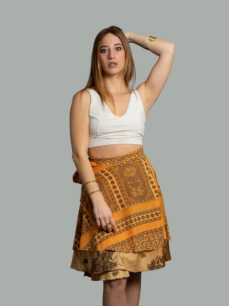 Mini Gonna etnica a portafoglio arancione – Shiva