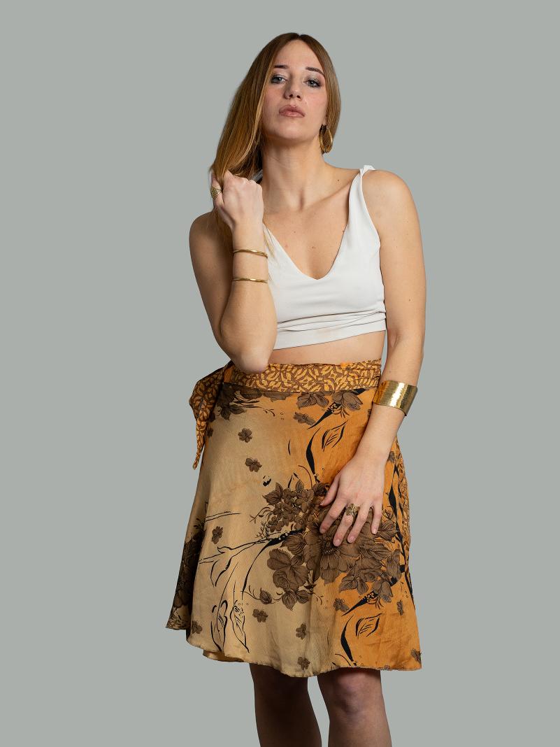 Mini Gonna etnica a portafoglio arancione – Shiva