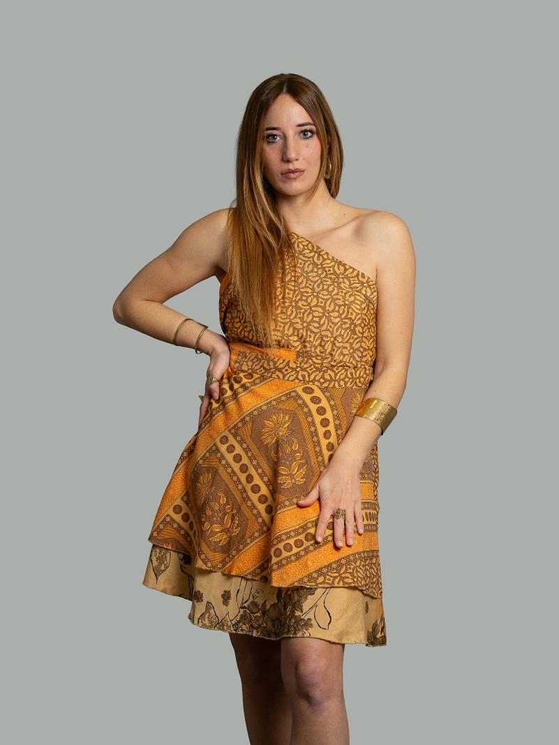 Mini Gonna etnica a portafoglio arancione – Shiva