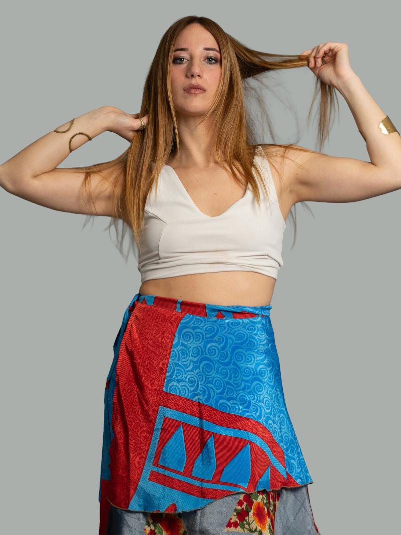 Mini Gonna etnica a portafoglio azzurro – Shiva