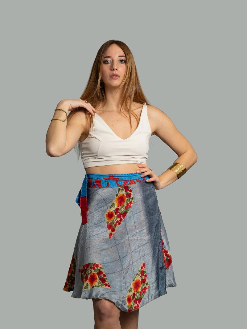 Mini Gonna etnica a portafoglio azzurro – Shiva