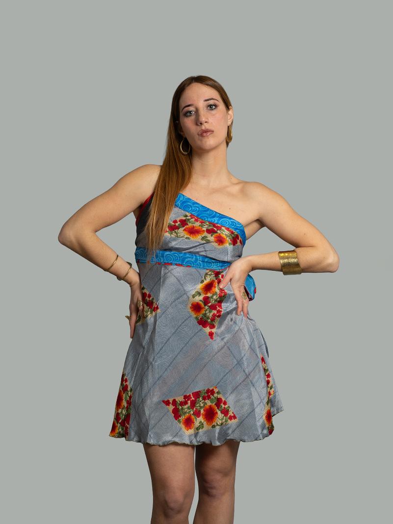 Mini Gonna etnica a portafoglio azzurro – Shiva