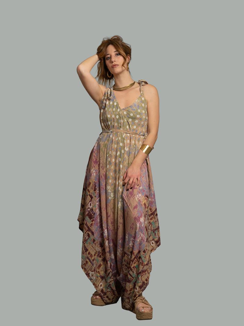 Tuta jumpsuit ocra e viola – Yoga