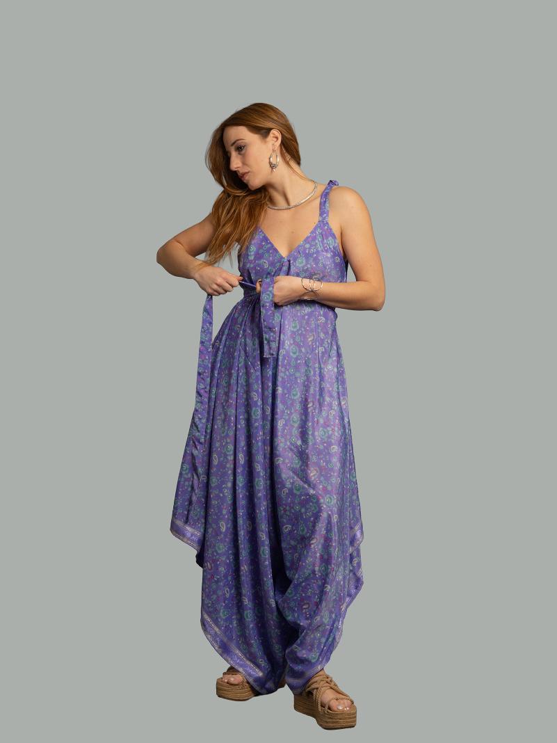 Tuta jumpsuit fiorellini azzurri – Yoga