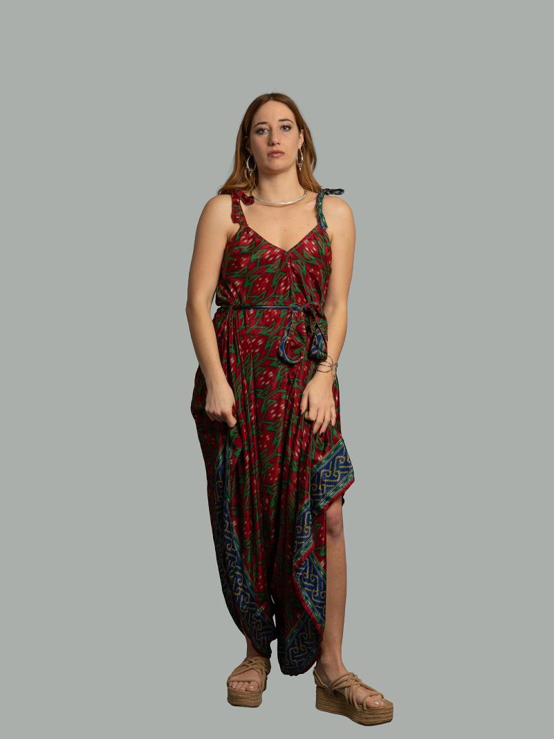 Tuta jumpsuit rosso e verde – Yoga