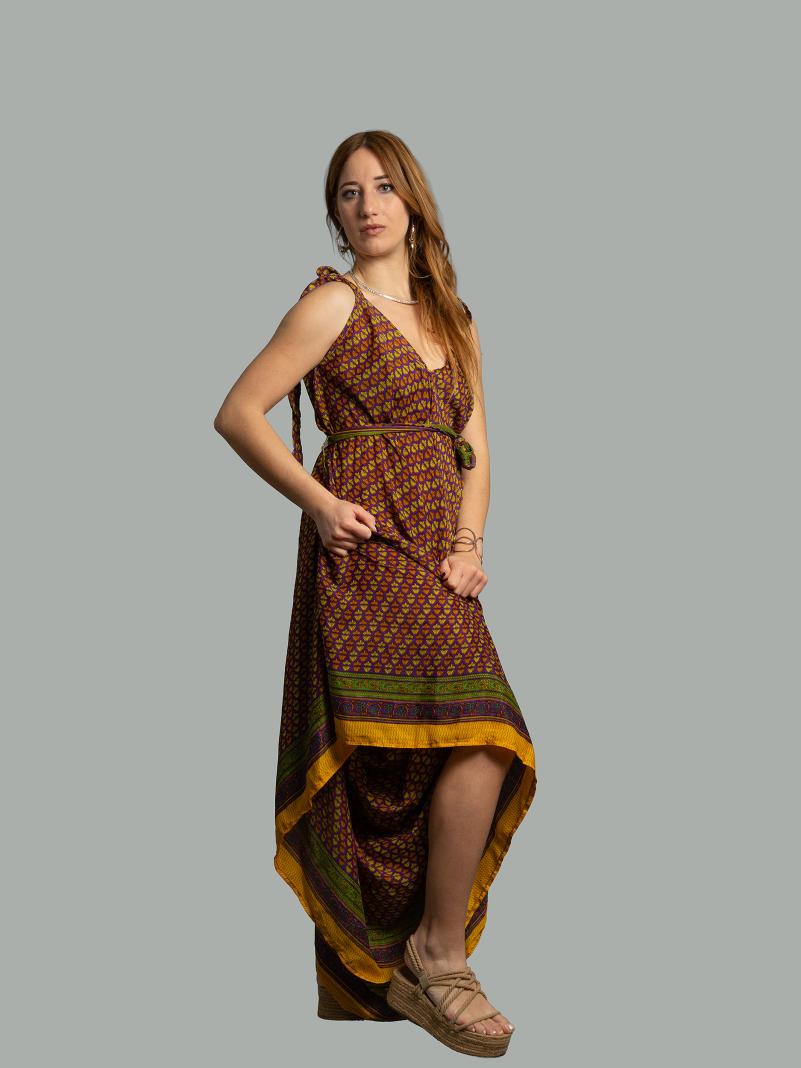 Tuta jumpsuit viola giallo e arancione – Yoga