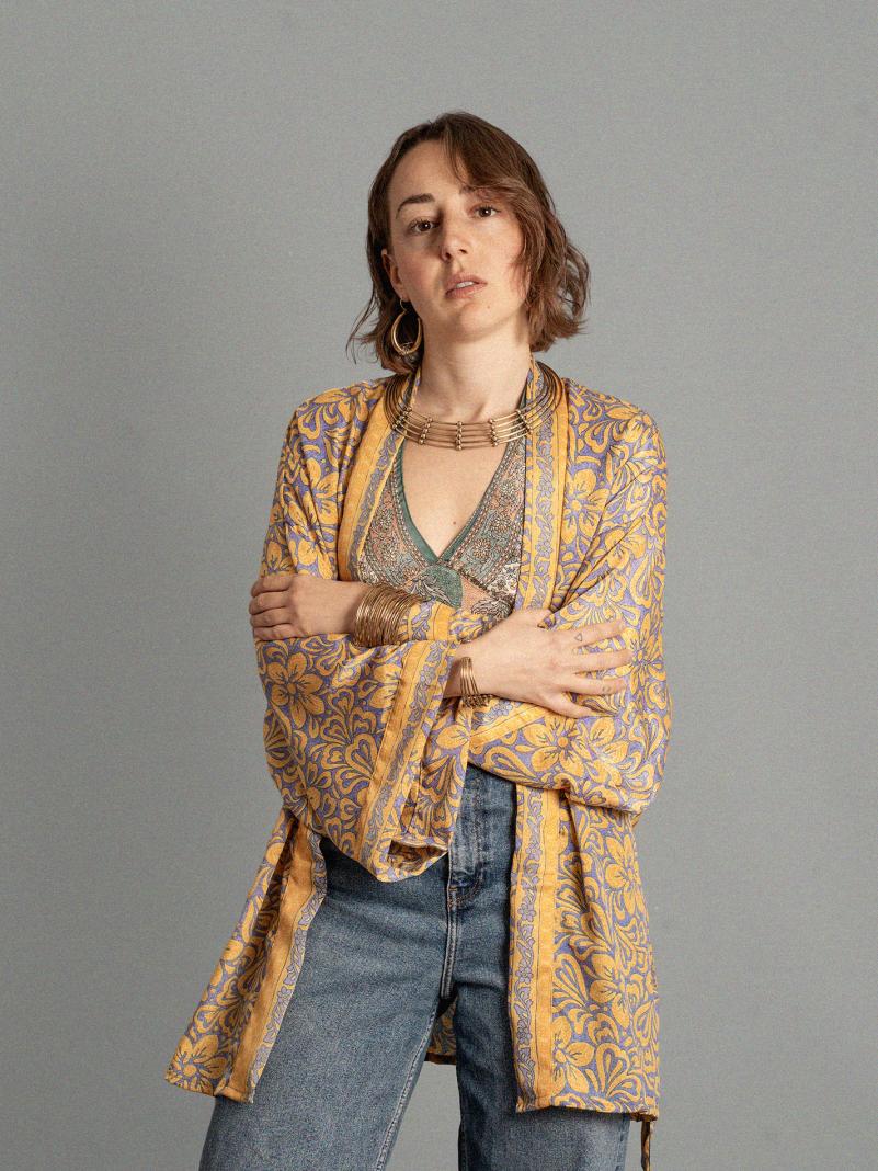 Kimono corto giallo e lilla - Kerala