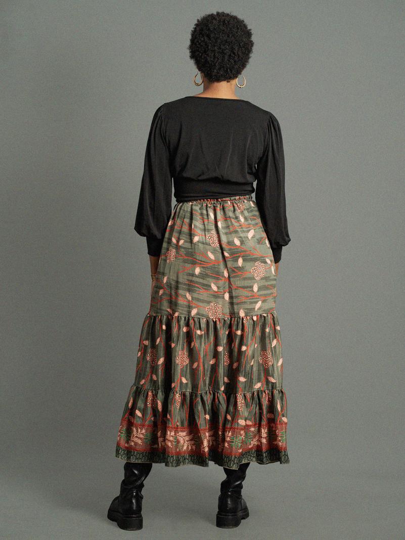 Gonna lunga  foglie rosa - Bikaner