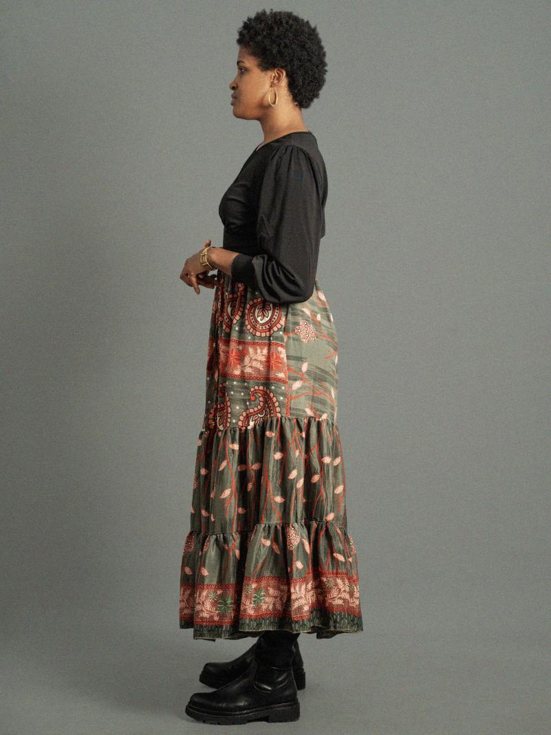 Gonna lunga  foglie rosa - Bikaner