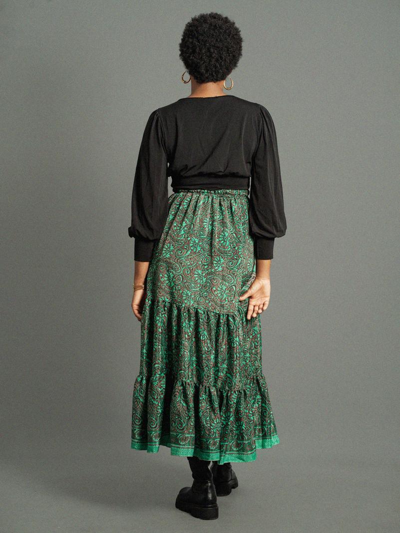 Gonna lunga  verde e grigio - Bikaner