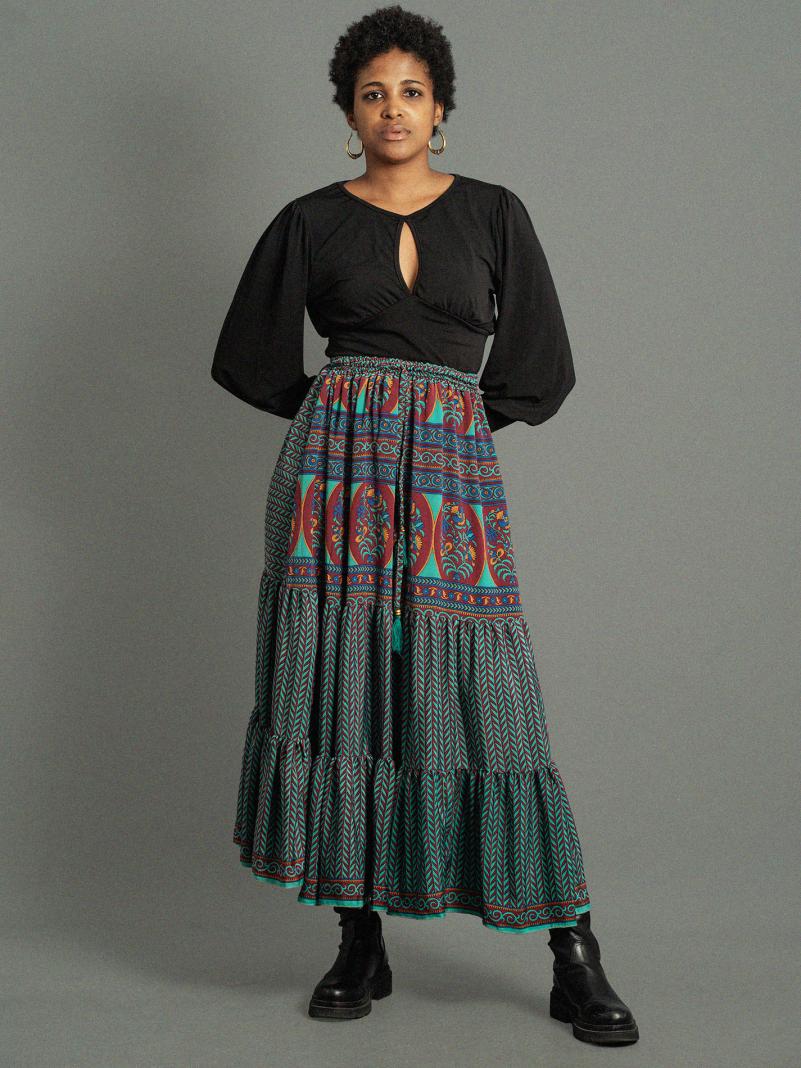 Gonna lunga rosso e azzurro - Bikaner