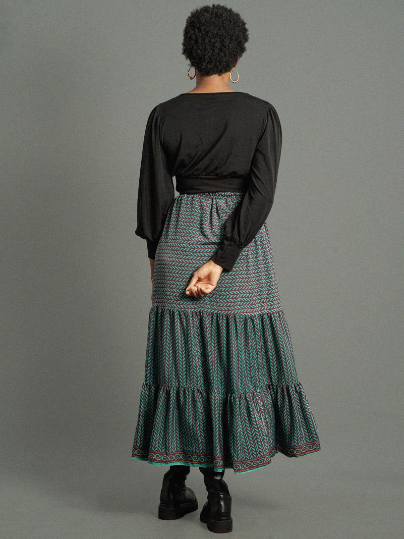 Gonna lunga rosso e azzurro - Bikaner