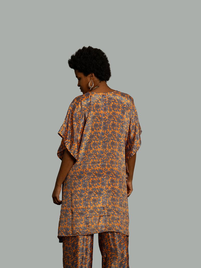 Caftano e pantalone arancione e azzurro - Jaisalmer