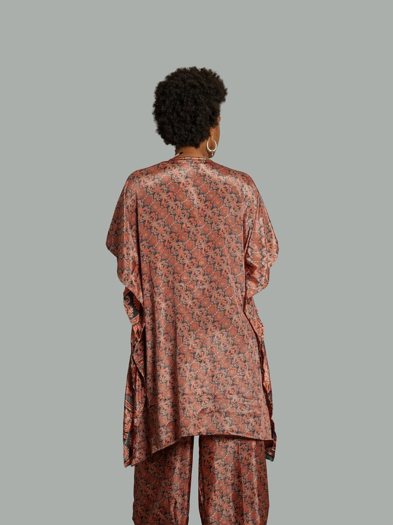 Caftano e pantalone blu e rosso - Jaisalmer