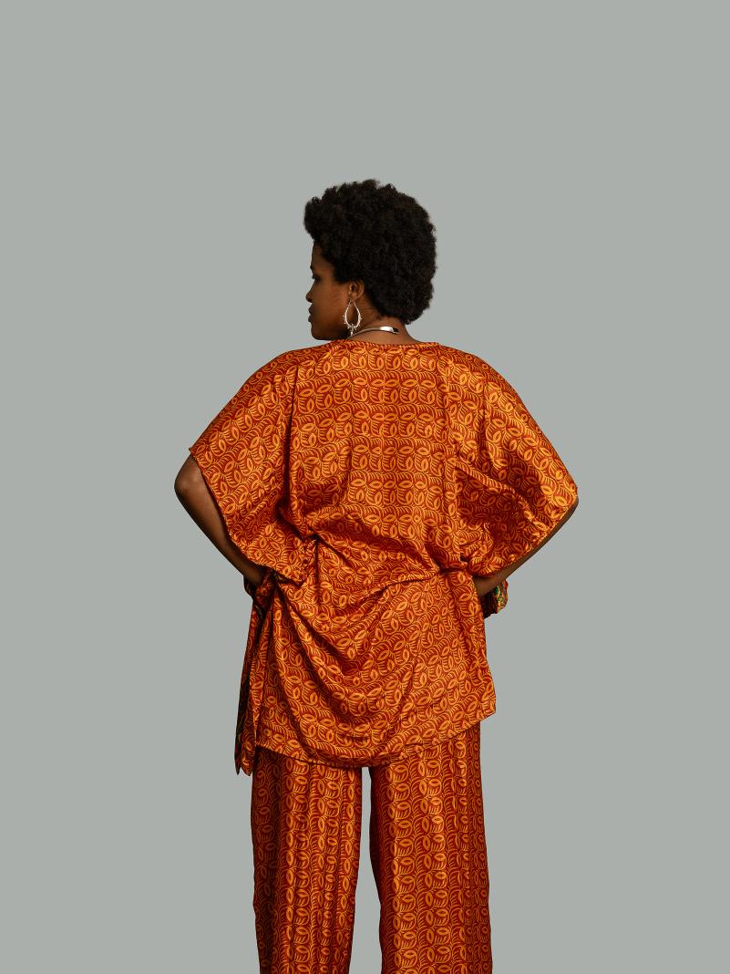 Caftano e pantalone rosso e arancione - Jaisalmer