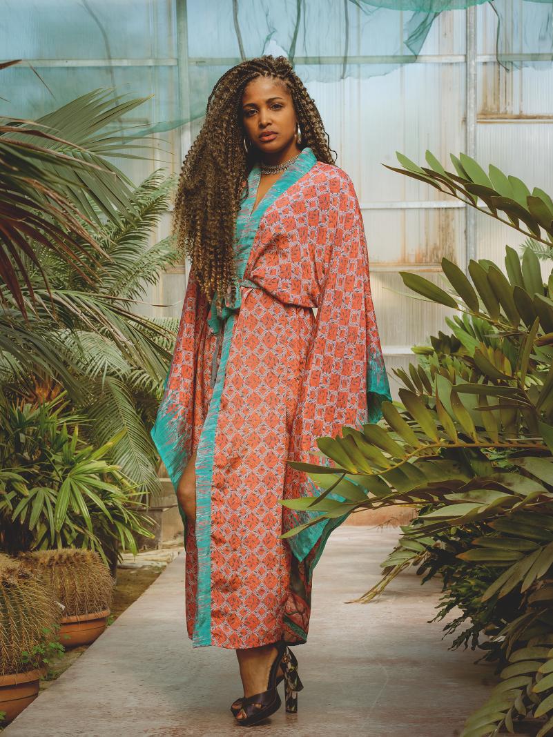 Kimono Manica Larga quadri - Surat