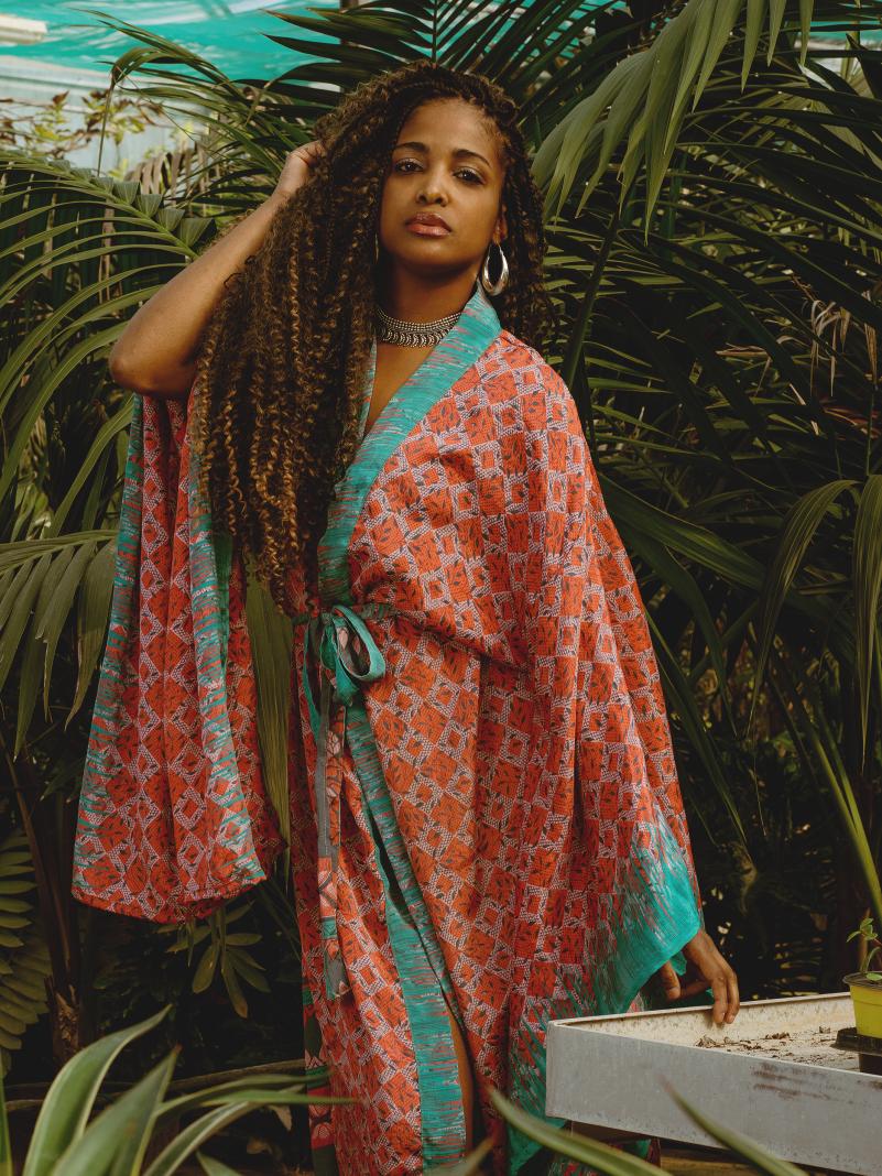 Kimono Manica Larga quadri - Surat