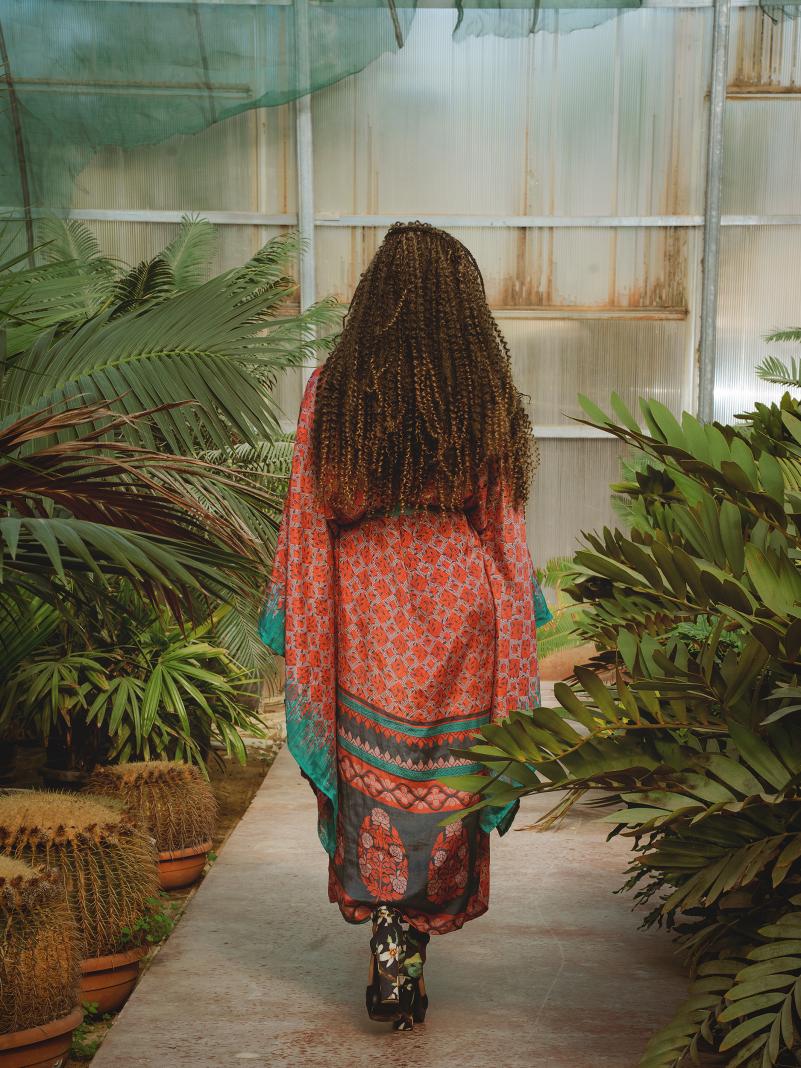 Kimono Manica Larga quadri - Surat