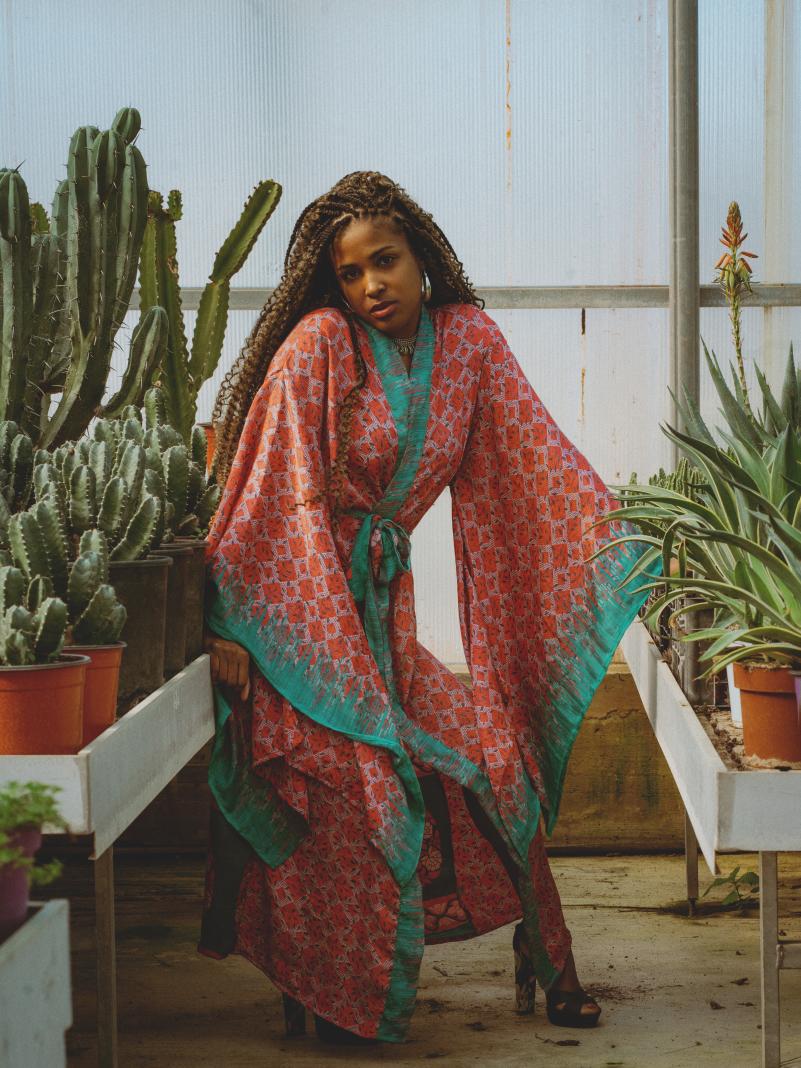 Kimono Manica Larga quadri - Surat