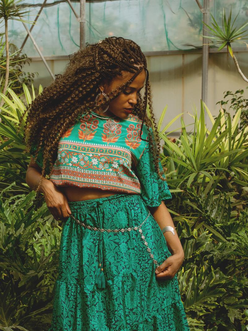 Top e gonna tre quarti verde - Gange