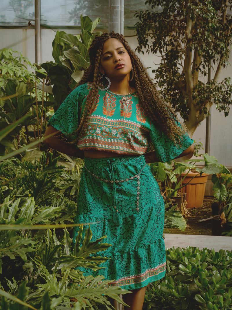 Top e gonna tre quarti verde - Gange