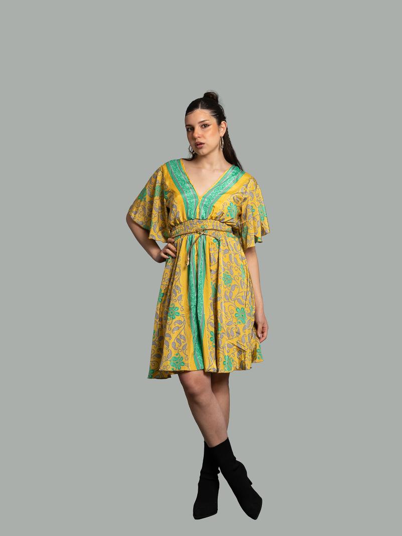 Abitino con maniche corte giallo e verde - Haryana