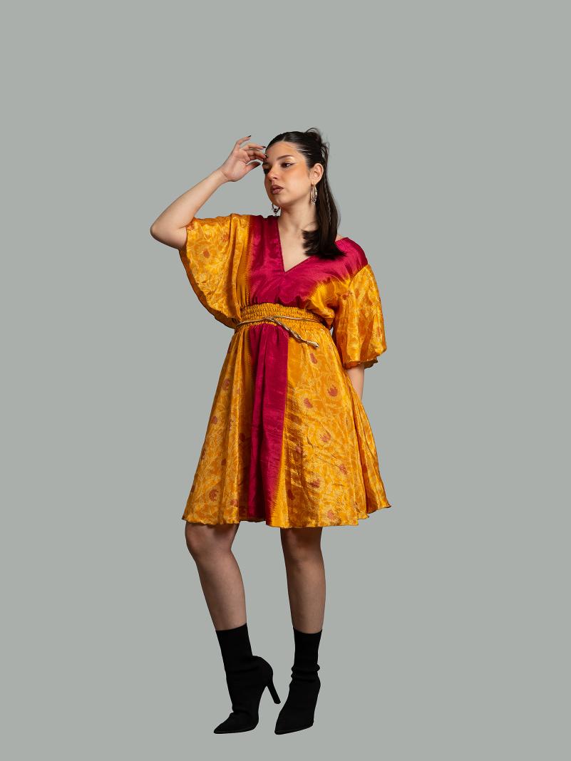 Abitino con maniche corte giallo e rosso - Haryana