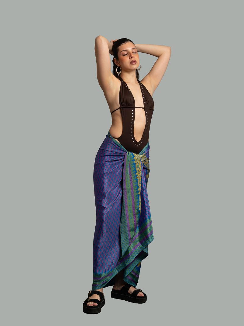 Pareo blu - Sari vintage