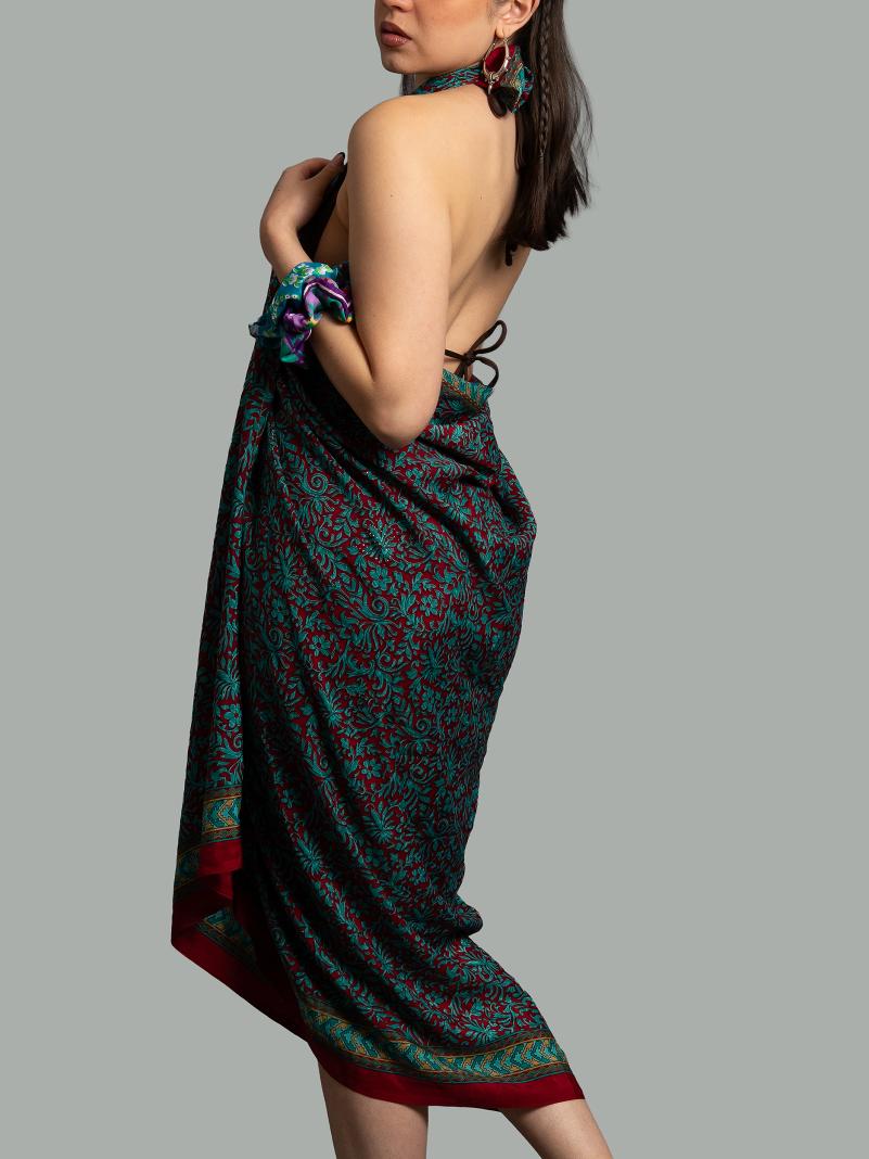 Pareo rosso e azzurro - Sari vintage